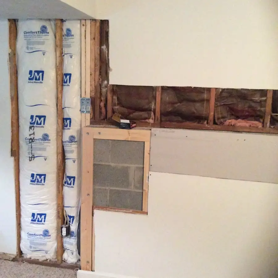 Wall insulation replacement during Basement Flood Cleanup in Boonville